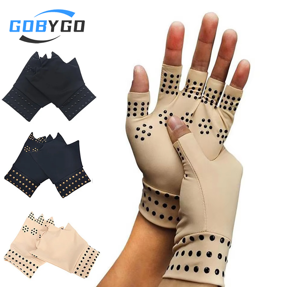 GOBYGO 1Pair Dispensing Pressure Half-finger Gloves Lightweight Breathable Non-slip Fitness Riding Fishing Climbing Men Women