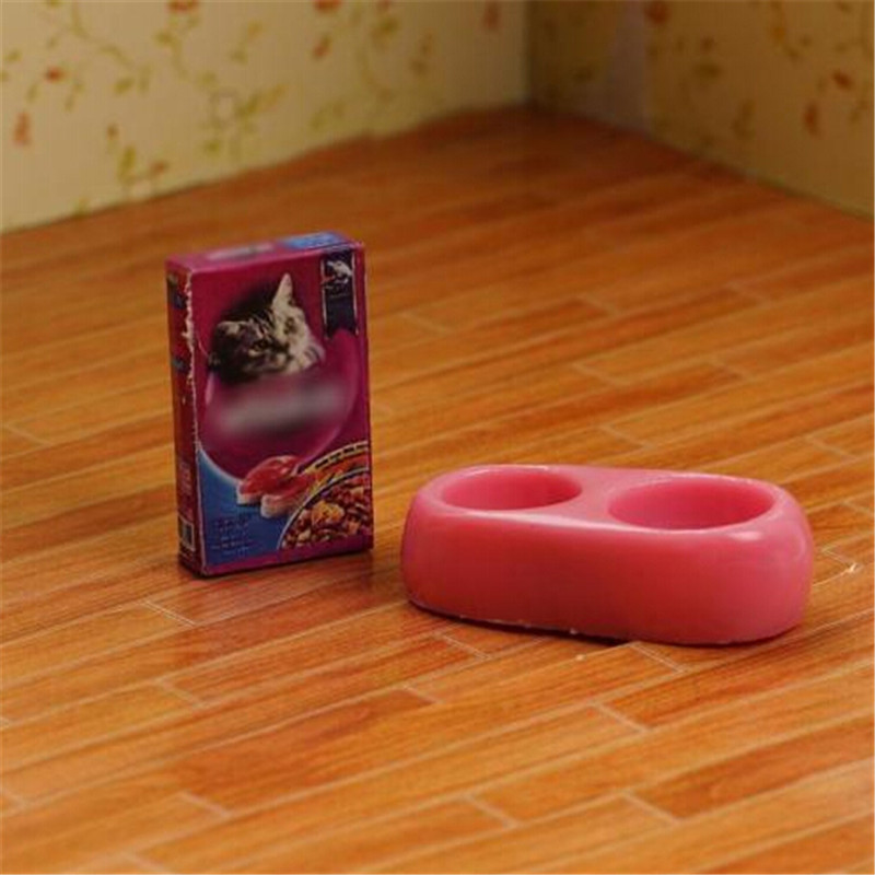 1pc Mini Dog Cat Pet Food With Plate Simulation Furniture Model Toys For Doll Accessories Decoration 1/12 Dollhouse Miniature
