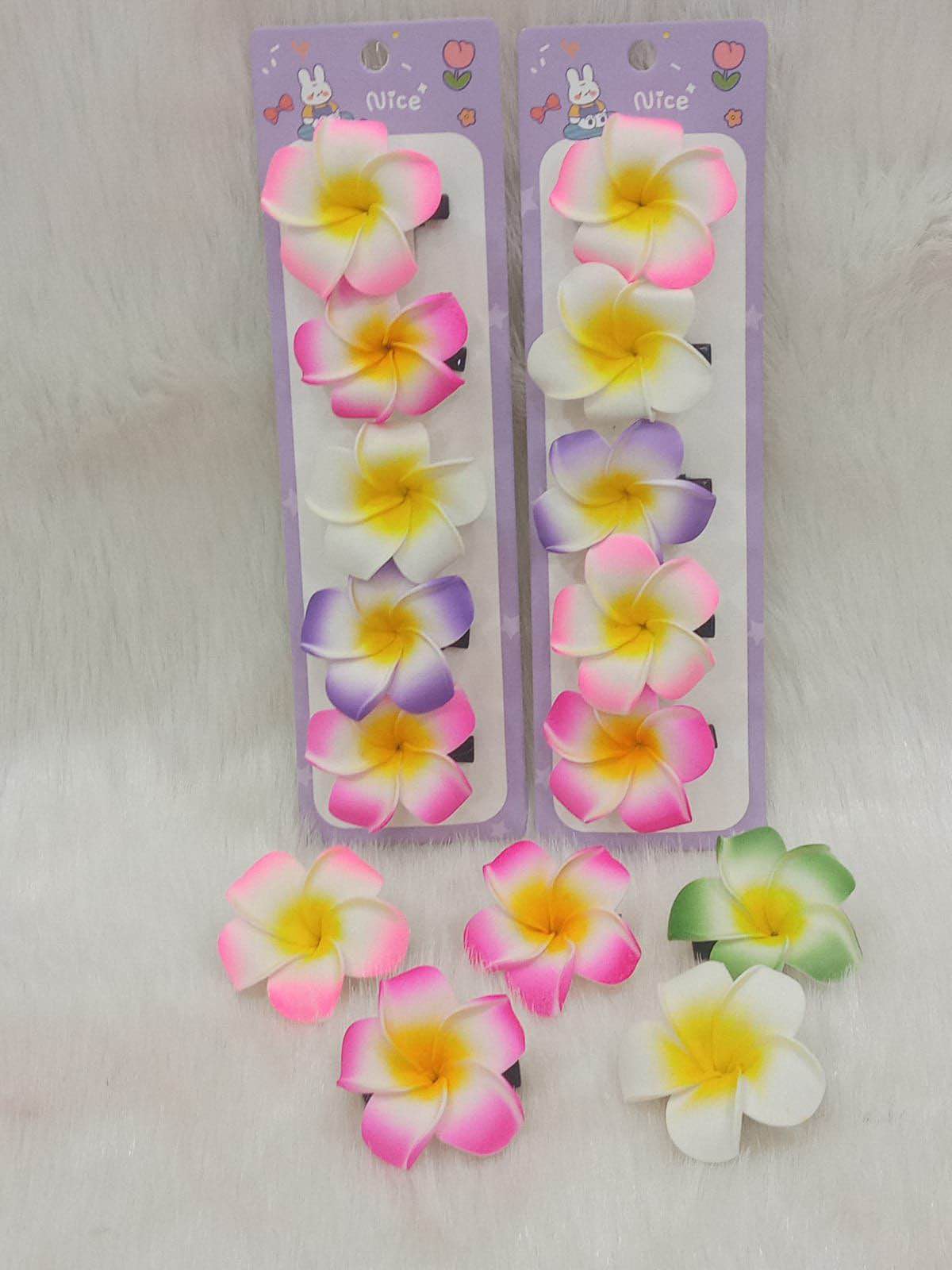 Plumeria Flower Clips in 4 Different Colours