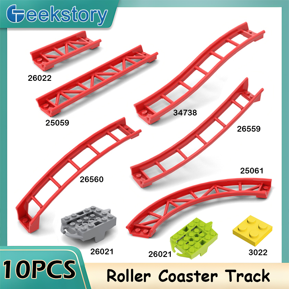 10PCS Small Paticle Technical Parts Roller Coaster Track Rails MOC Building Block 25061 26559 26560 26060 Compatible with legoed