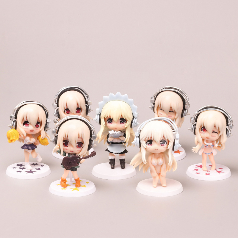 1/3/7pcs Japan Anime SUPERSONICO Action Figure Toys Super Sonico Swimwear version Q Collection model Decoration toy