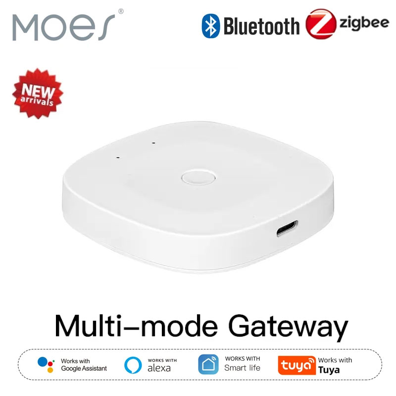 MOES Tuya Smart ZigBee Bluetooth Multi-Mode Gateway Hub Type-C Power Wireless Home Automation Works with Alexa Home