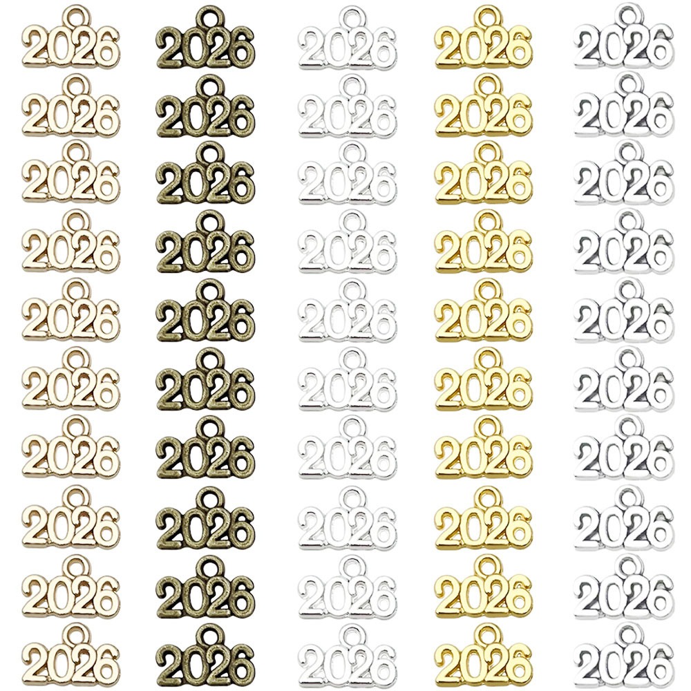30/120Pcs 2026 Alloy Pendants for Jewelry Making Keychains Hangings New Year Fashion Necklace Earring Bracelet Accessories Decor
