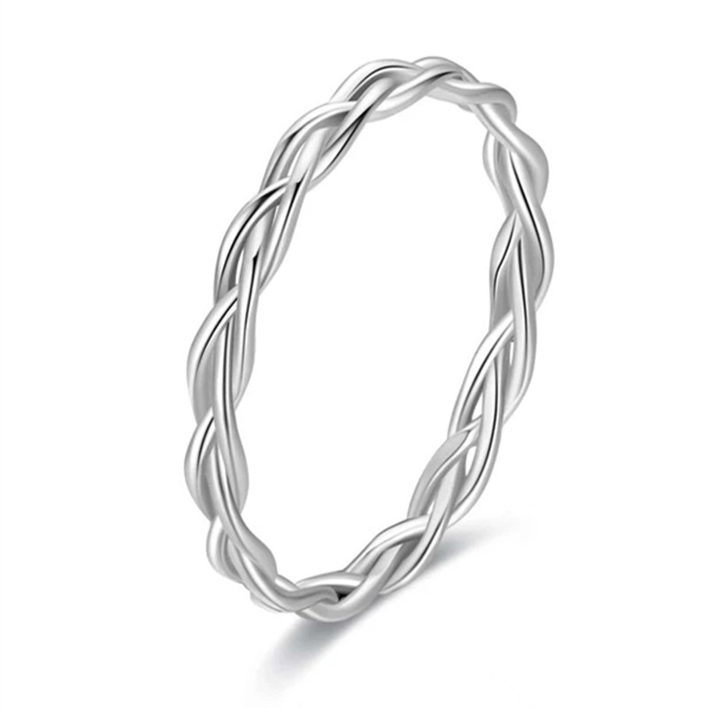 Huitan Metal Silver Color Women Finger-ring Twist Design Simple Stylish Female Rings Daily Wear Temperament Jewelry Drop Ship