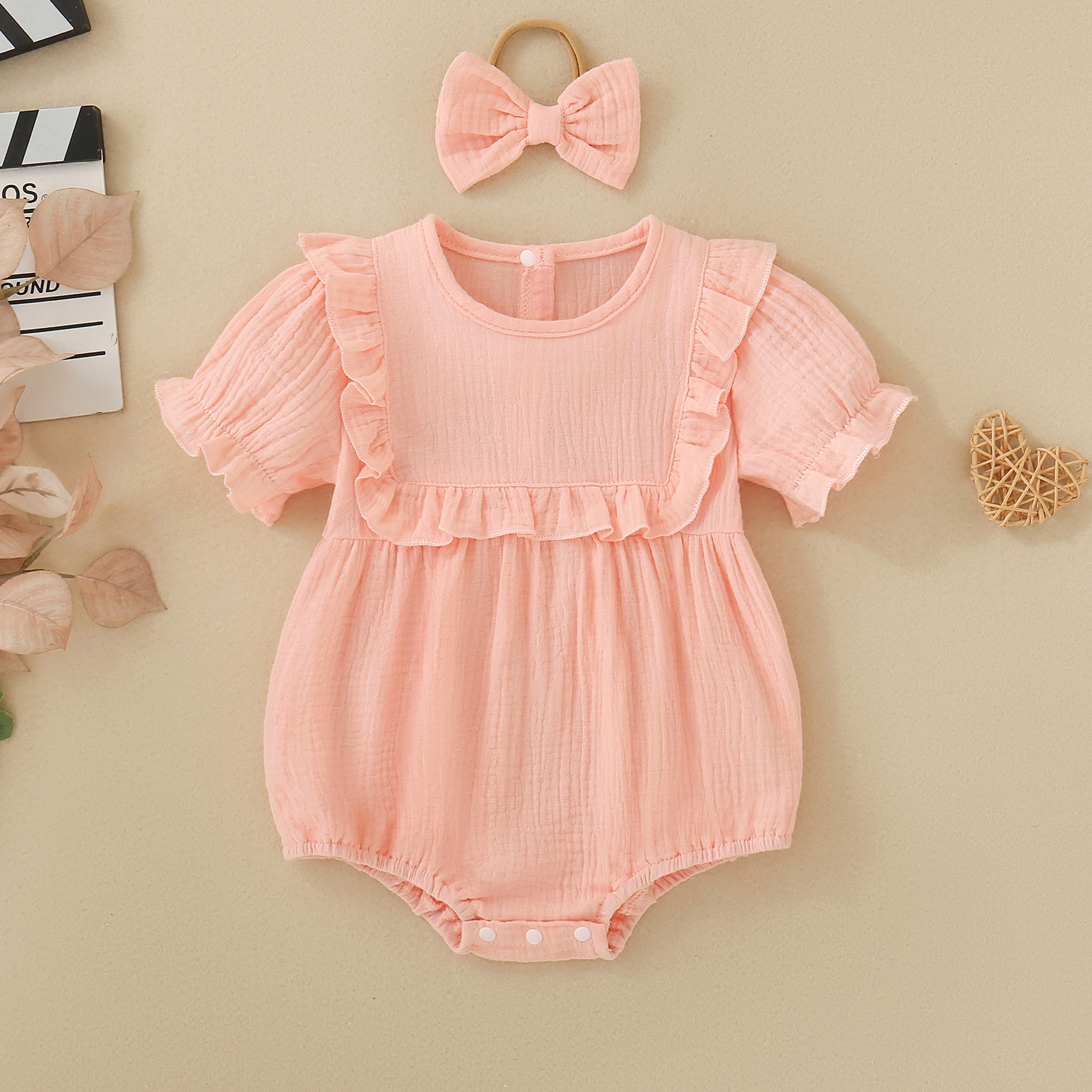 Summer female infant bunny embroidered pink short-sleeved skirt sweet and cute