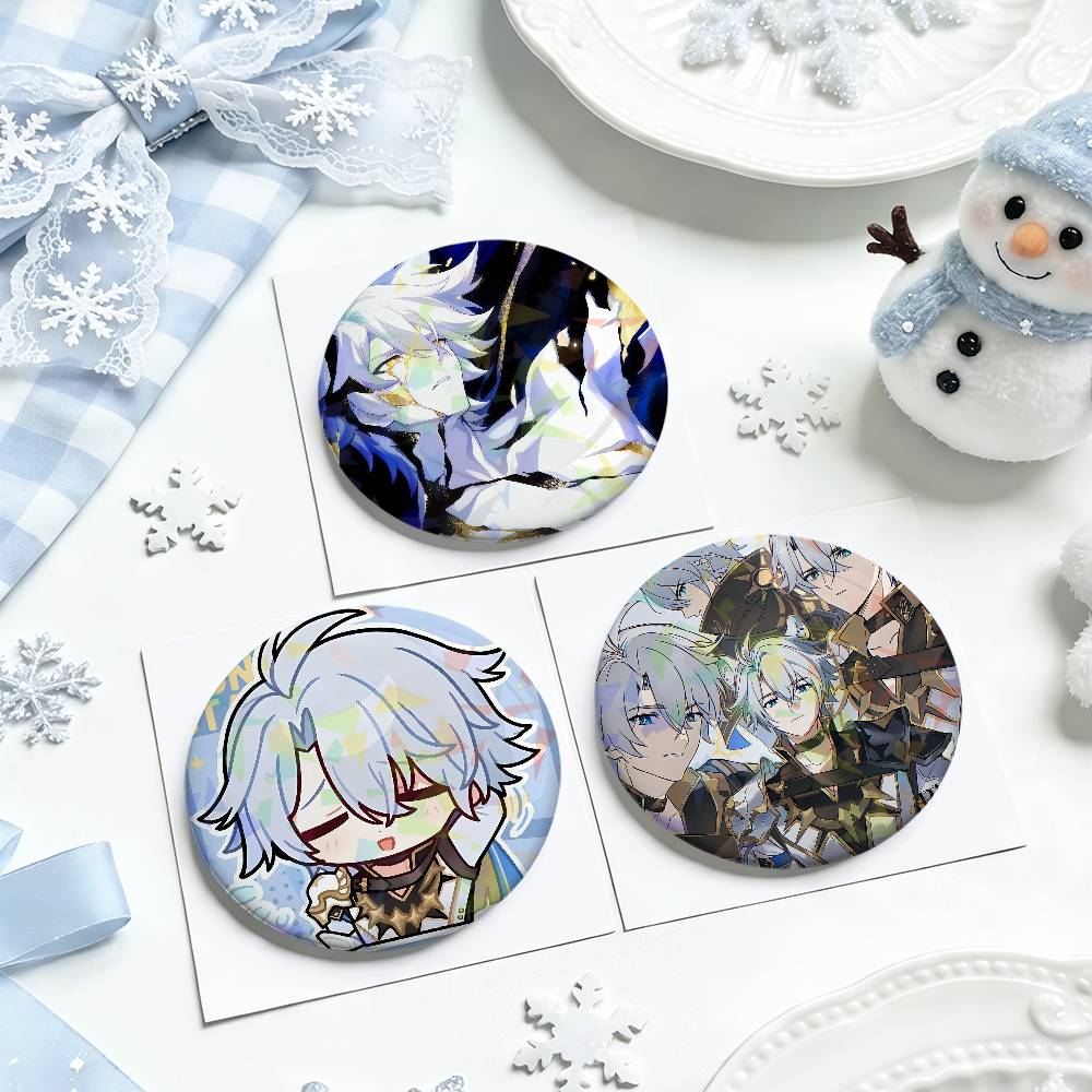 game Honkai Star Rail Phainon fanart Round Pin Brooch Laser Badges Collect Cosplay Clothes Backpack Decor