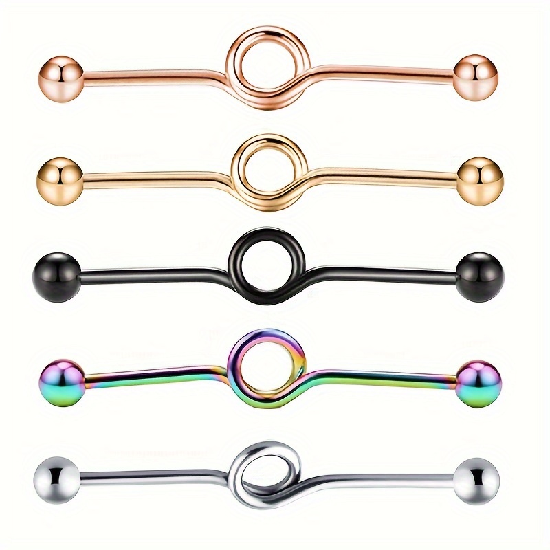 1pc Stainless Steel Circle Industrial Piercing Earring Cartilage Industrial Barbell for Women Men Unisex Body Jewelry