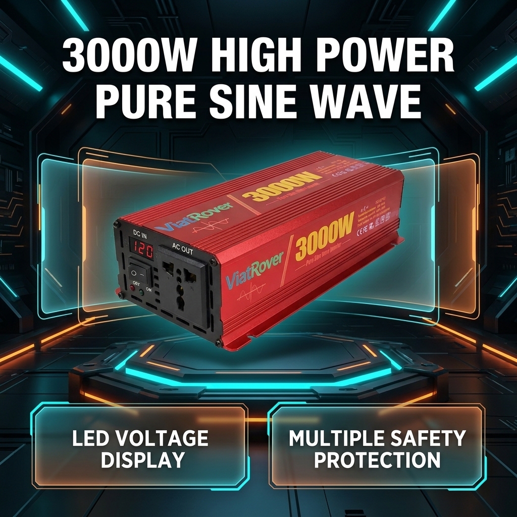 Pure Sine Wave Power Inverter 1200W/2000W/2600W for Home Car RV Camping - 110V-120V 220V Compatible with Laptops Phones Tablets