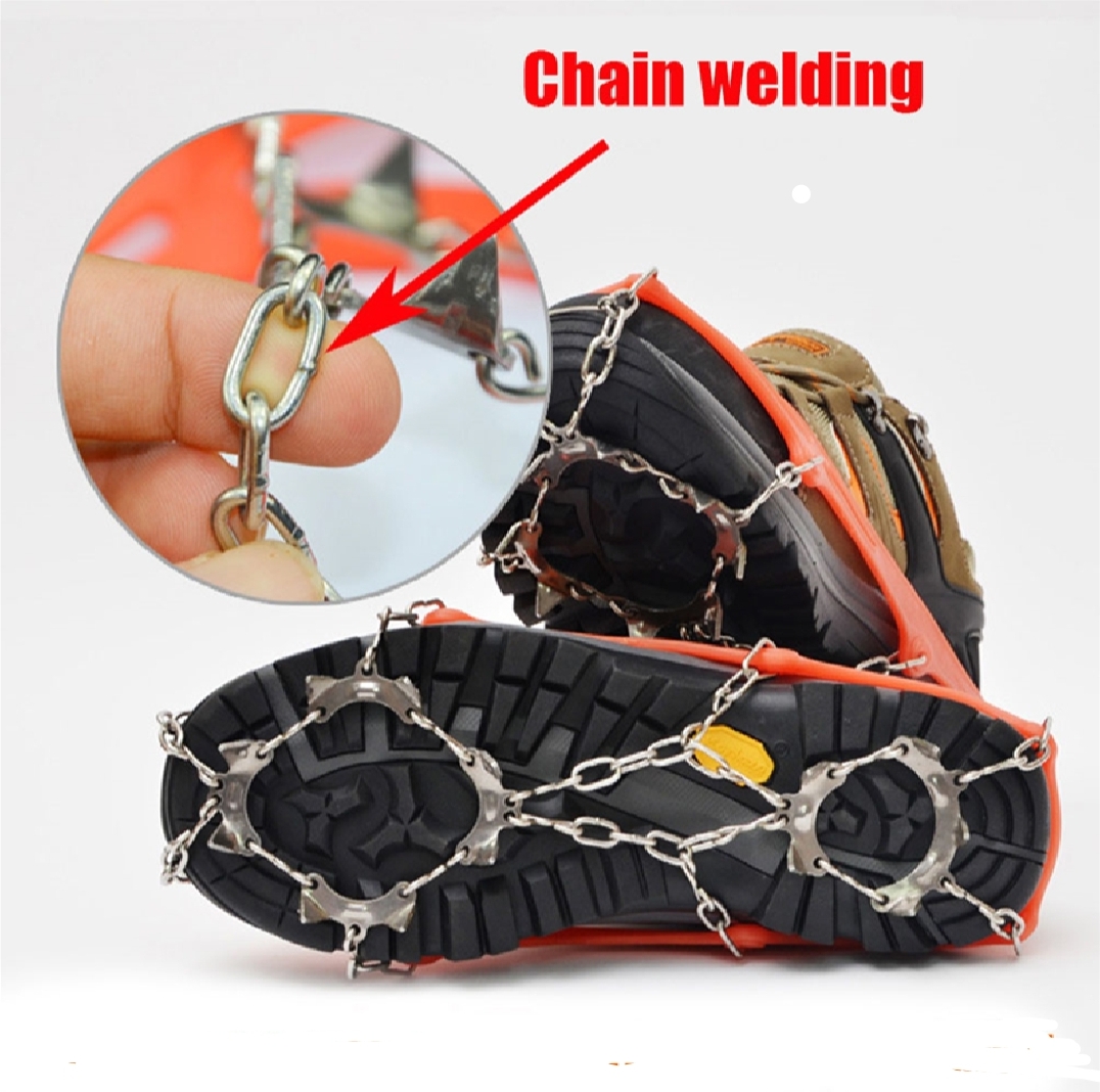 1 Pair Trekking Crampons Outdoor Climbing, Grippers 8 Teeth Spike Cleats Crampons for Family Outdoor Camping -Orange