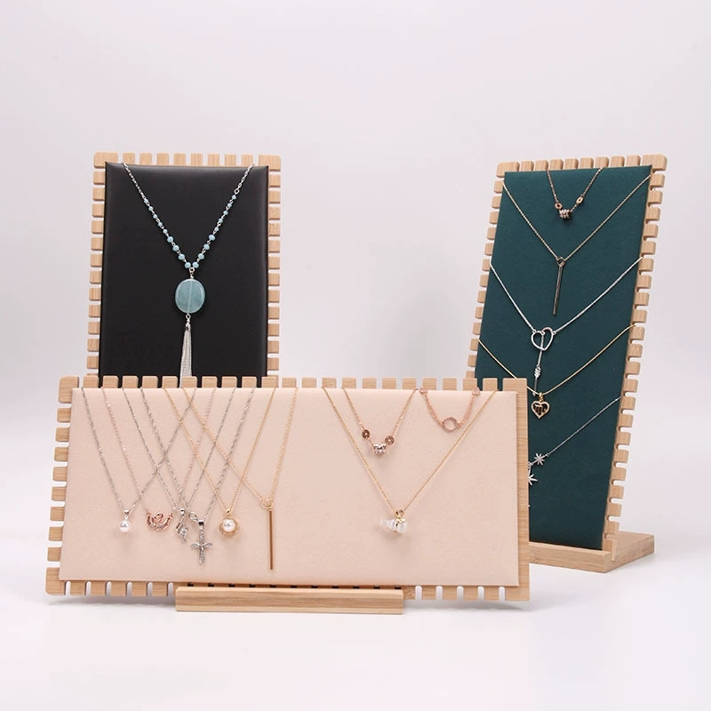 Creative Bamboo Necklace Display Stand Large Size L-Shaped Detachable Pendant Necklace Bracelet Chain Jewelry Rack Showcase Prop