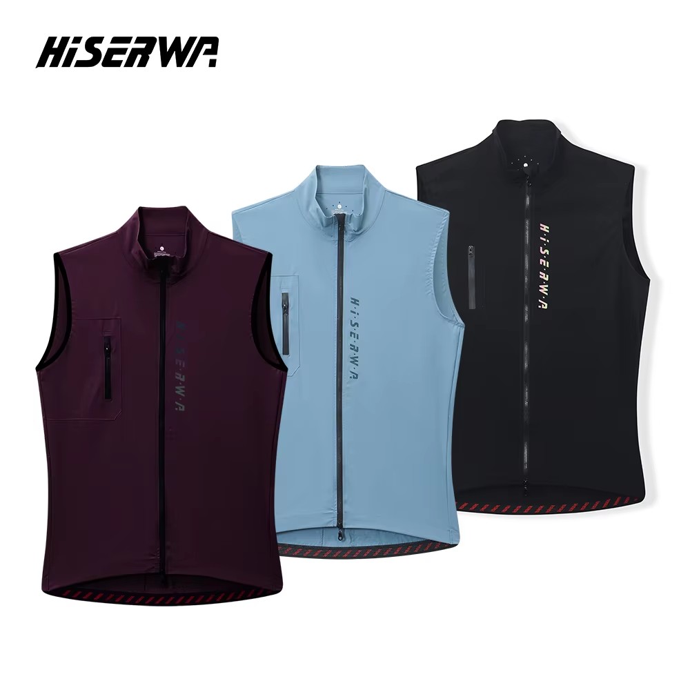HISERWA Men Cycling Vest Sleeveless Pro MTB Road Bike Jersey Lightweight Windproof Waterproof Bicycle Vest Chaleco Ciclismo