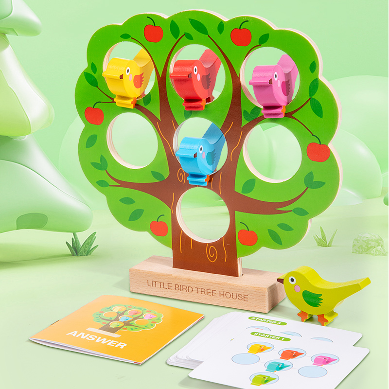Montessori Wooden Little Bird's Home Puzzle Game Early Educational Fine Motor Training Matching Game Kids' Interactive Toy