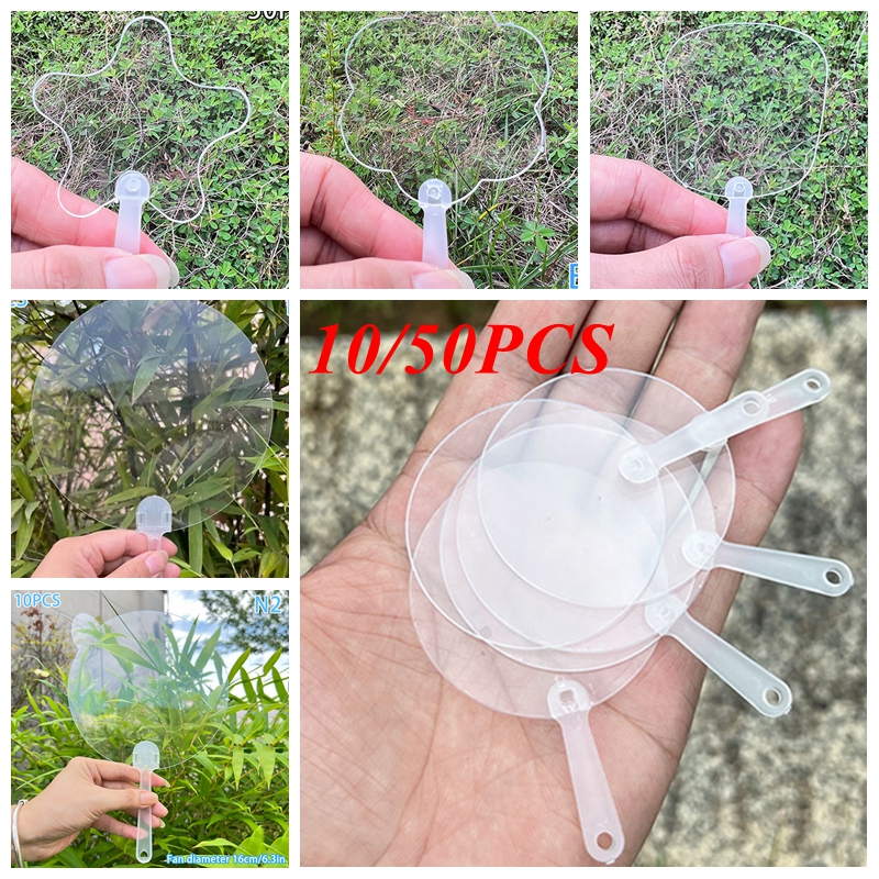 50Pcs 5cm Cute Mini Transparent Blank Fan Child Kids DIY Art Fan crafts Transparent