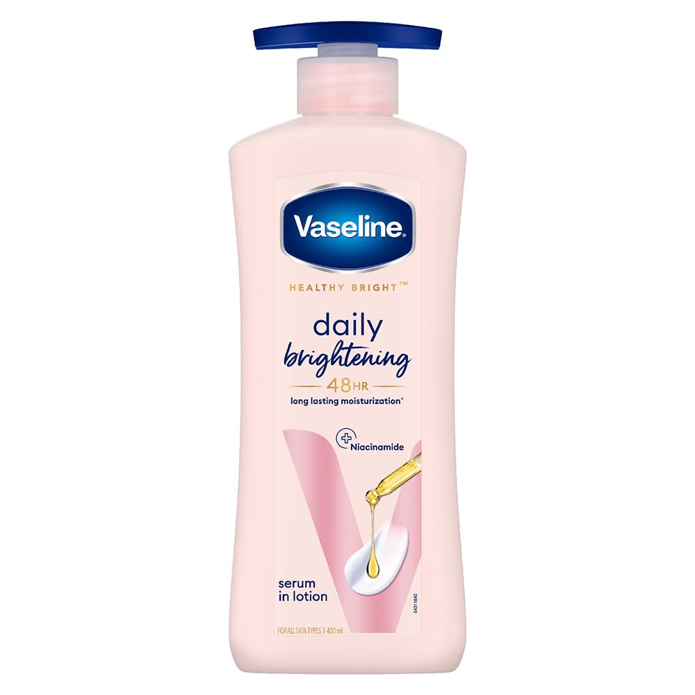 Vaseline Healthy Bright Body Lotion 400 ml, Daily Brightening Moisturizer with Sunscreen for Dry Skin, Gives Non-Greasy Glowing Skin - For Men & Women