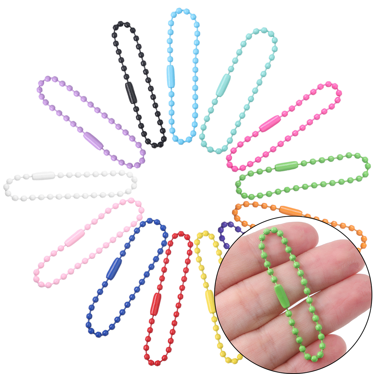 20/40/60/80pcs Ball Bead Chains Fits Key Chain/Dolls/Label Hand Tag Connector For DIY Bracelet Jewelry Making Accessorise 11.5CM