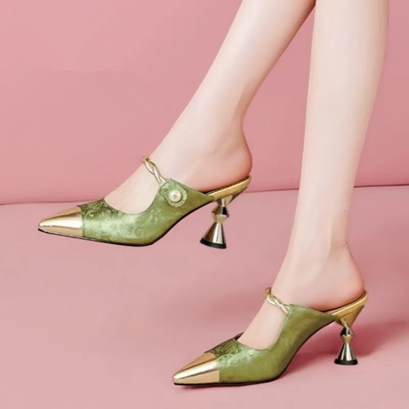 women fashion sweet green high quality patent leather slip on stiletto heel shoes lady cool beige comfort heel pumps b510