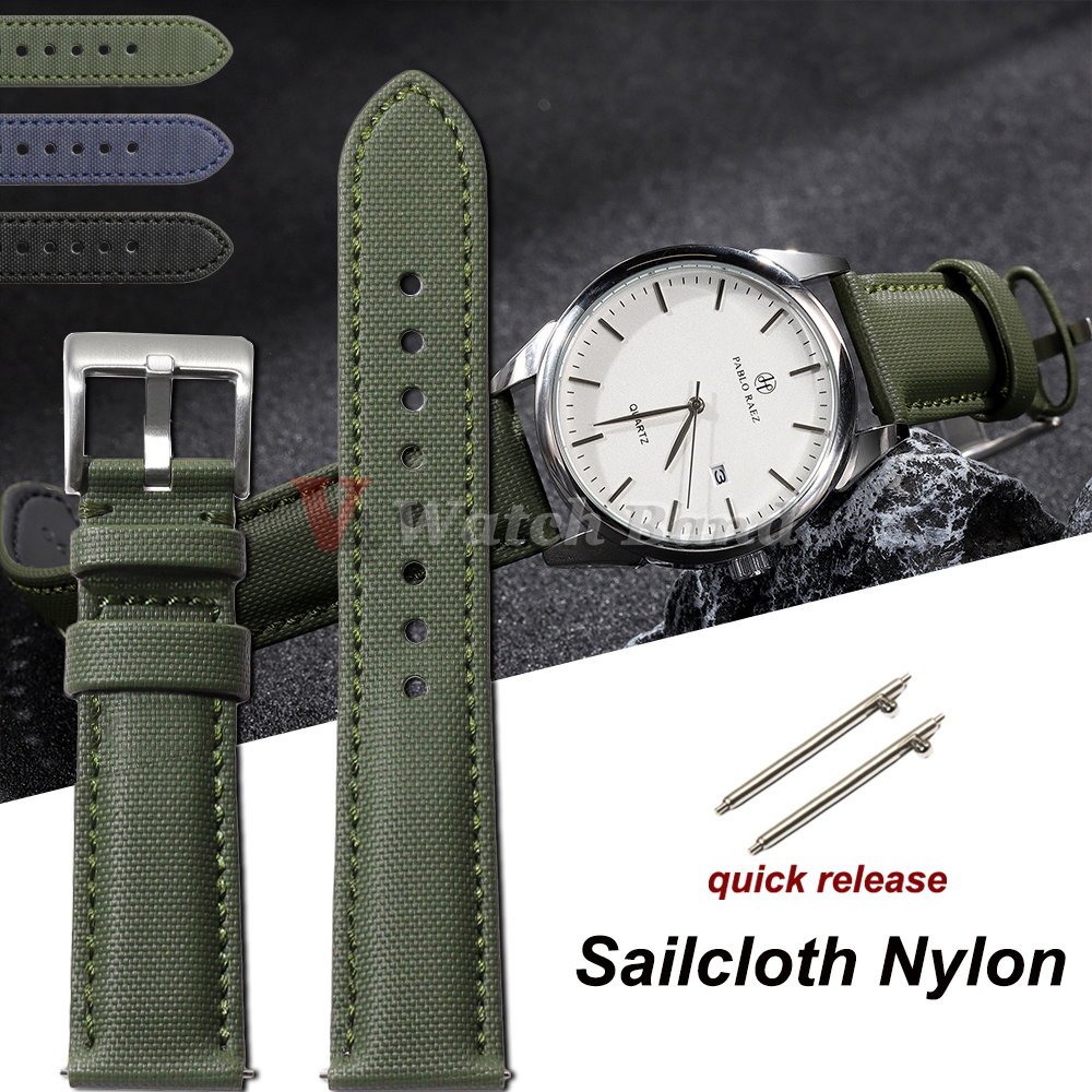 20mm 22mm Sailcloth Watch Straps for for Business Nylon Butterfly Buckle Men Women for Quick Release Watchband
