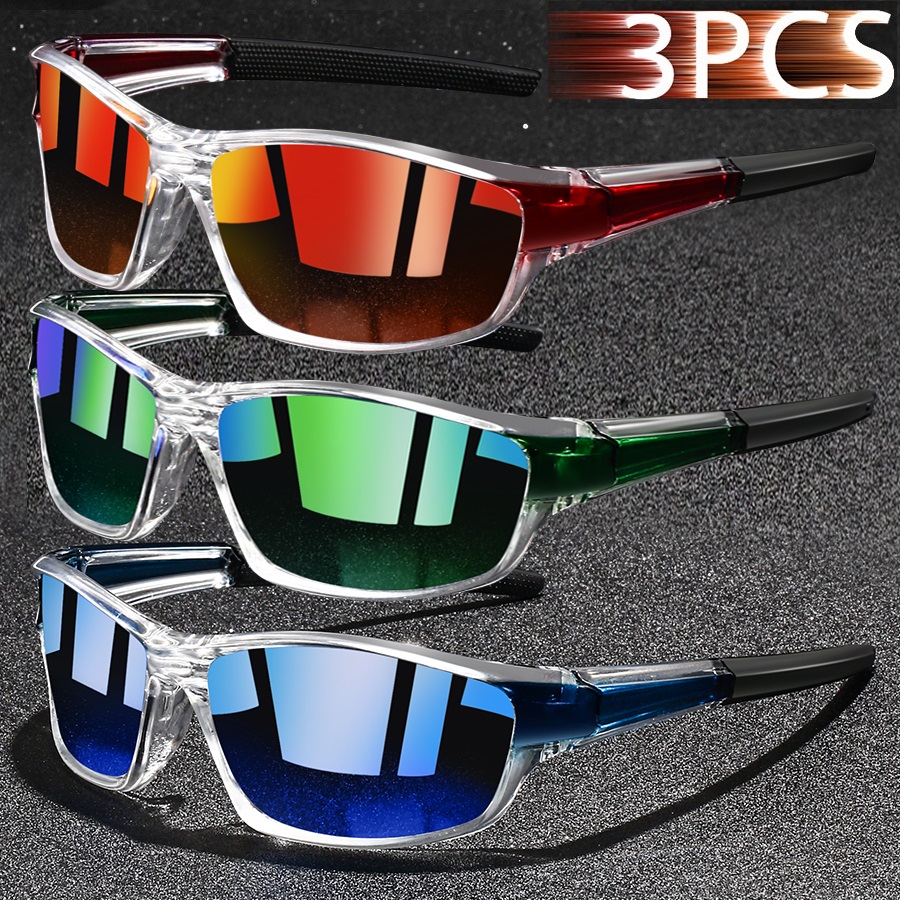 3PCS Fashion Men Women Running Mountaineering Fishing Sunglasses Bicycle MTB Eyewear Outdoor Sport protective glasses