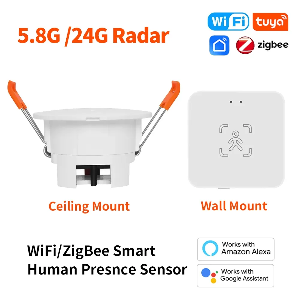 Tuya Smart Life ZigBee /Wifi MmWave Human Presence Motion Sensor 5.8G/24G With Luminance/Distance Detection For Alexa - image 1
