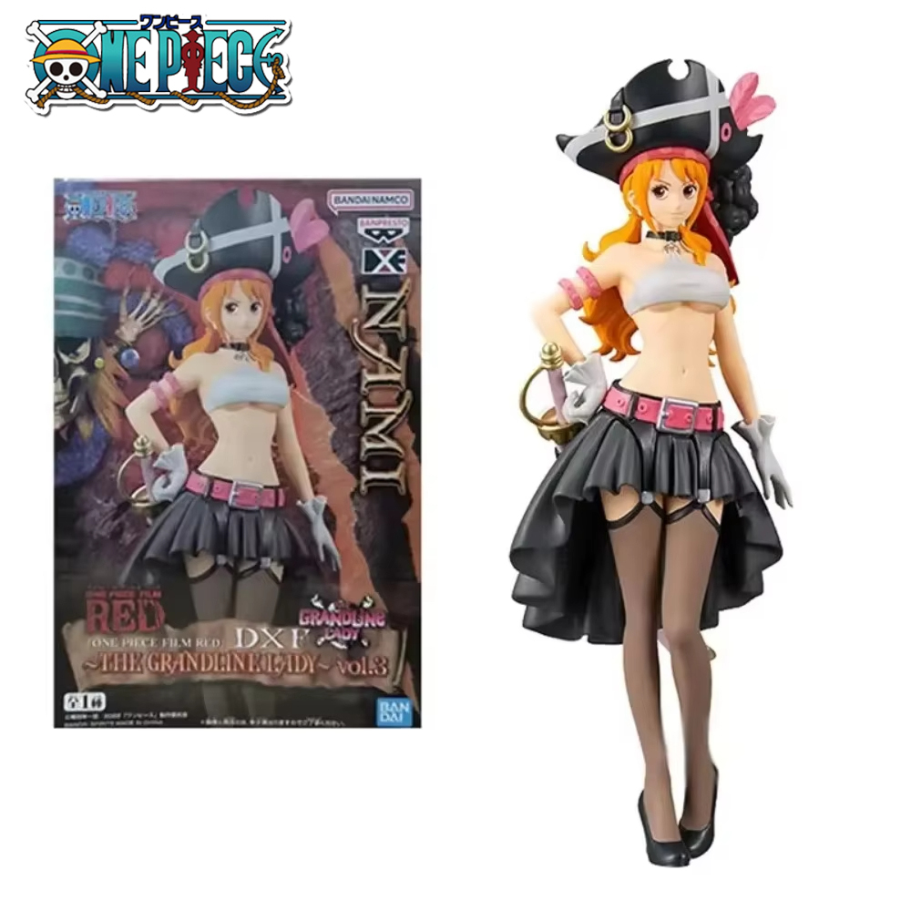 19.5CM Anime One Piece Nami Black Clothes Action Figure ONE PIECE FILM RED Dress Up Figurine PVC Collectible Model Toy Kid