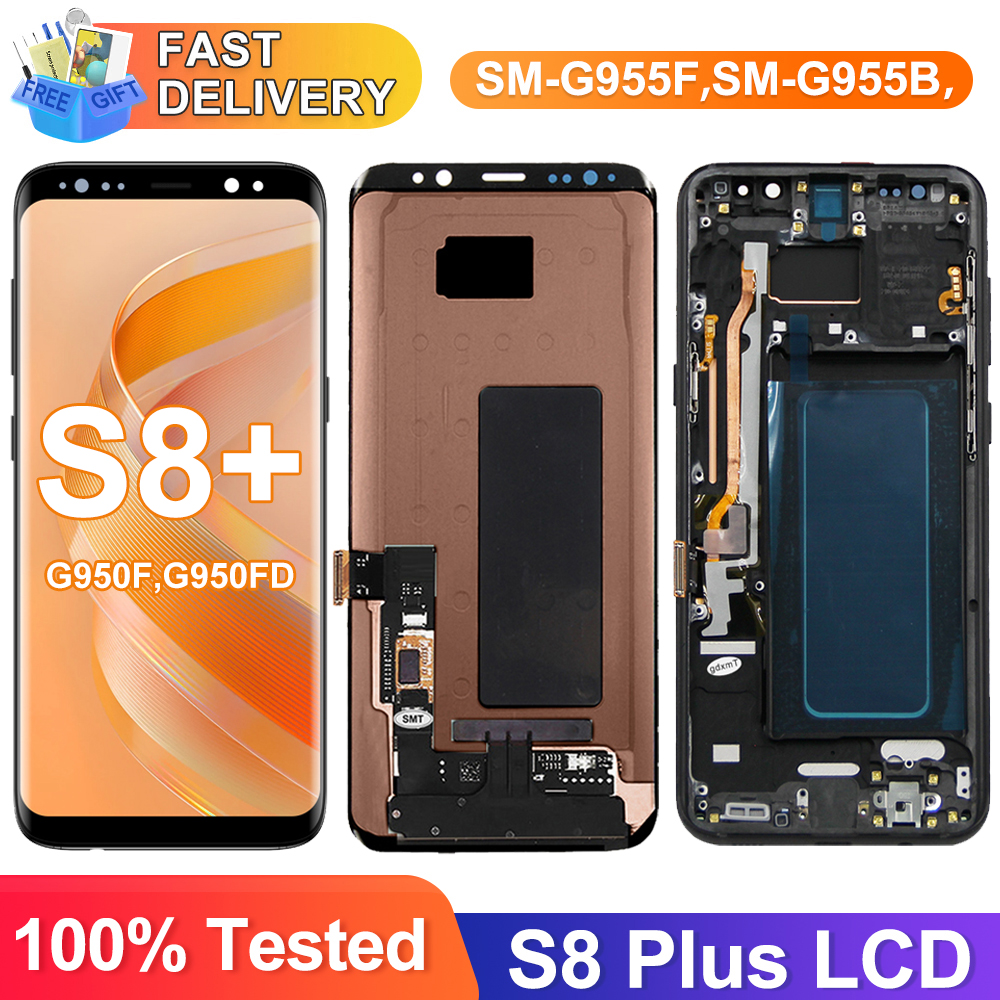 S8 Plus Super AMOLED Display Screen Replacement for Samsung Galaxy S8+ G955F G955FD Lcd DIsplay Digital Touch Screen with Frame