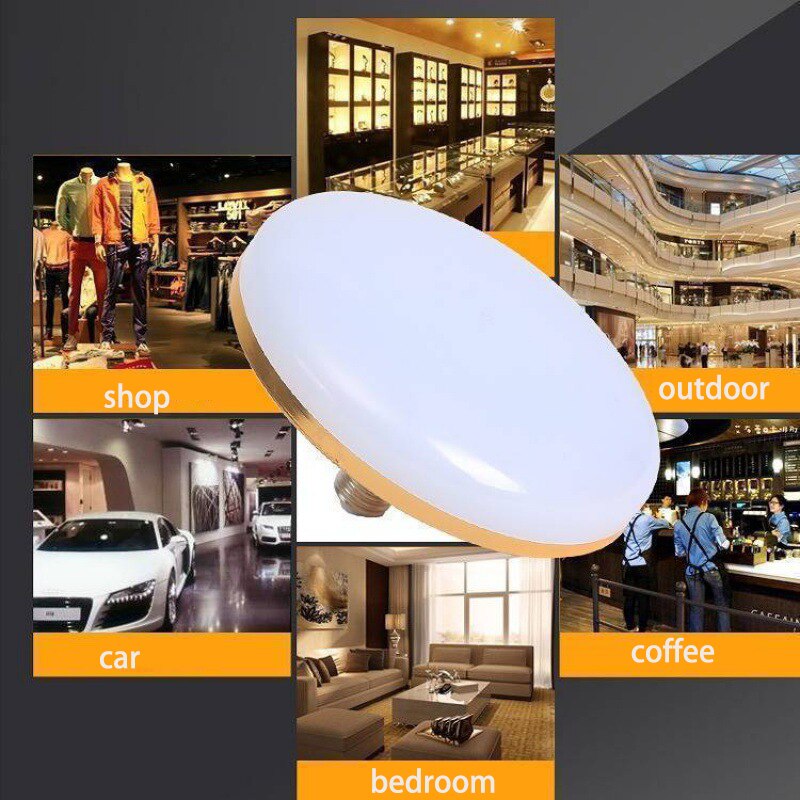 E27 LED Flying Saucer Light Bulb AC 220v Base Household Energy Saving Lamp 15W Indoor Lighting 6500k Ceiling Lamp Garage Light