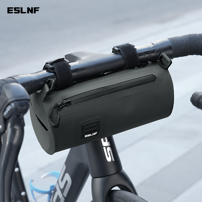 ESLNF Bike Handlebar PVC Bag MTB Road Bike Waterproof Scratch Proof Bicycle Front Bag Cycling Large Capacity Cylinder Bag