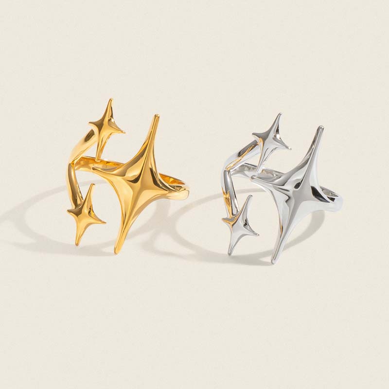 New European American Stainless Steel Ring Niche Teenage Design Featuring Star Like Minimalist Cool Personalized Temperament