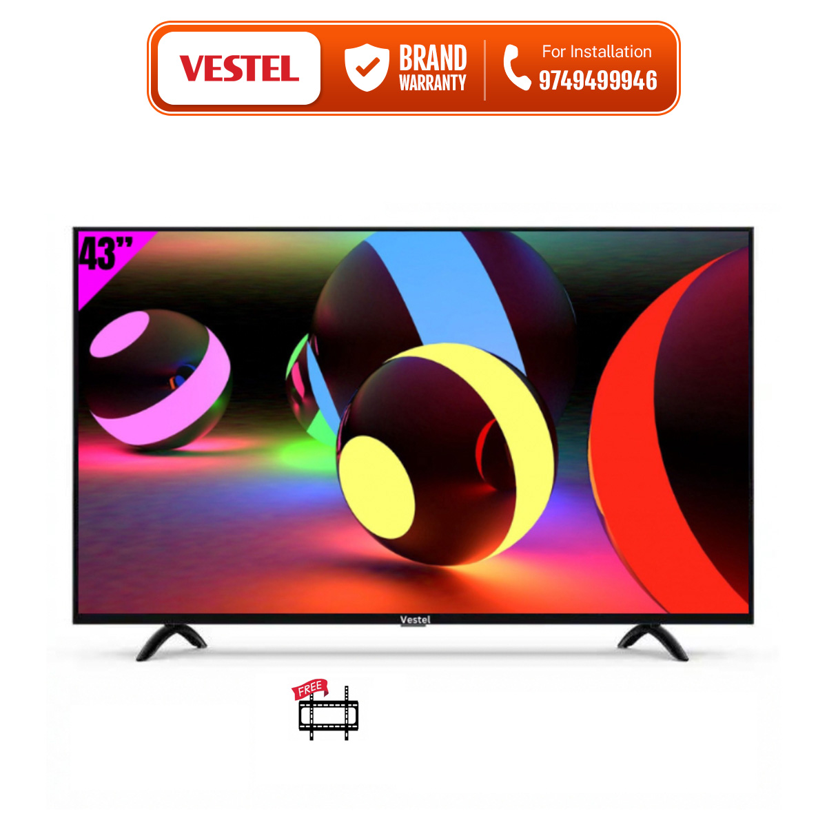 VESTEL 55" Smart 4K LED TV | 3 Year Warranty| Free Wall mount | IPS Panel | Dolby Sound | Android 12.0 | 55 Inch Smart 4K Television