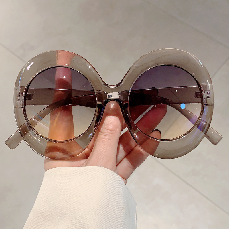 KAMMPT Oversized Round Sunglasses for Women 2024 New in Multicolor Rim Gradient Dark Glasses Fashion Vintage Travelling Shades