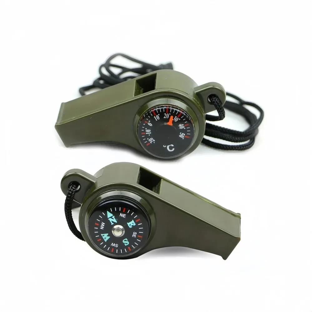 3in1 Whistle Emergency Whistle with Compass Thermometer for Motion Training Survival Outdoor Activity Safety First Aid Equipment