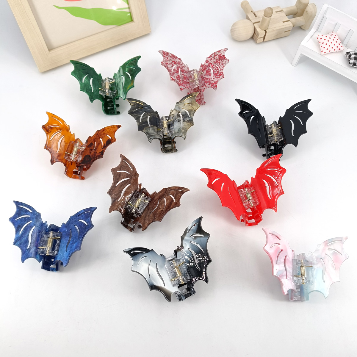 Bat-shaped Acetic Acid Material Halloween Funny Updo Festival Dress Hair Grab Hair Accessories for Women