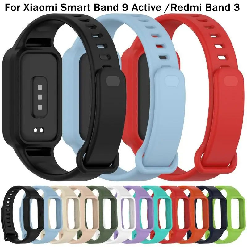 Official Silicone Wristband Strap For Smart Band 9 Active Redmi Band 3 Bracelet Watchband for Mi Band9 Active Accessories