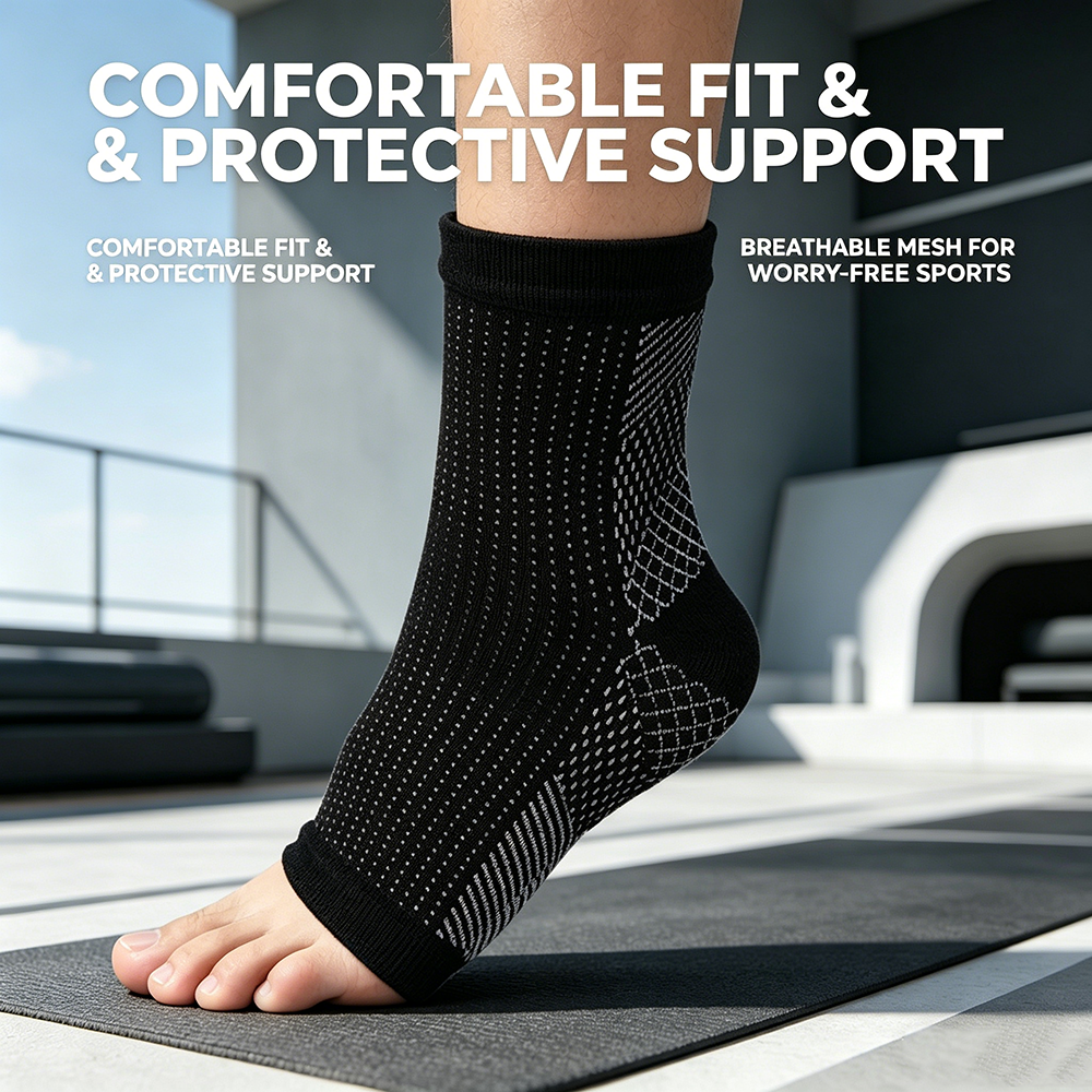 1Pair Ankle Compression Socks Compression Foot Sleeves with Arch And Ankle Support Open-Toe Design Neuropathy Socks