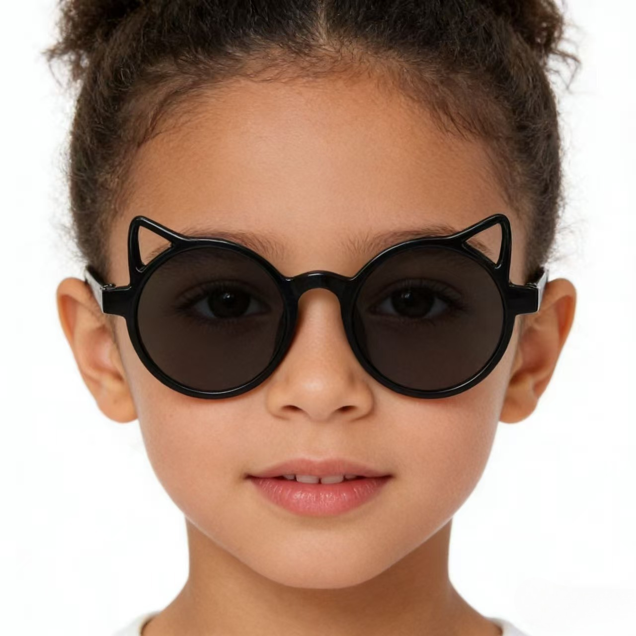1-20pcs Cute Kids Fashion Cat Ear Sunglasses Pink Black Children Round Frame UV Protection Sun Glasses Girl Eyewear 2026 New
