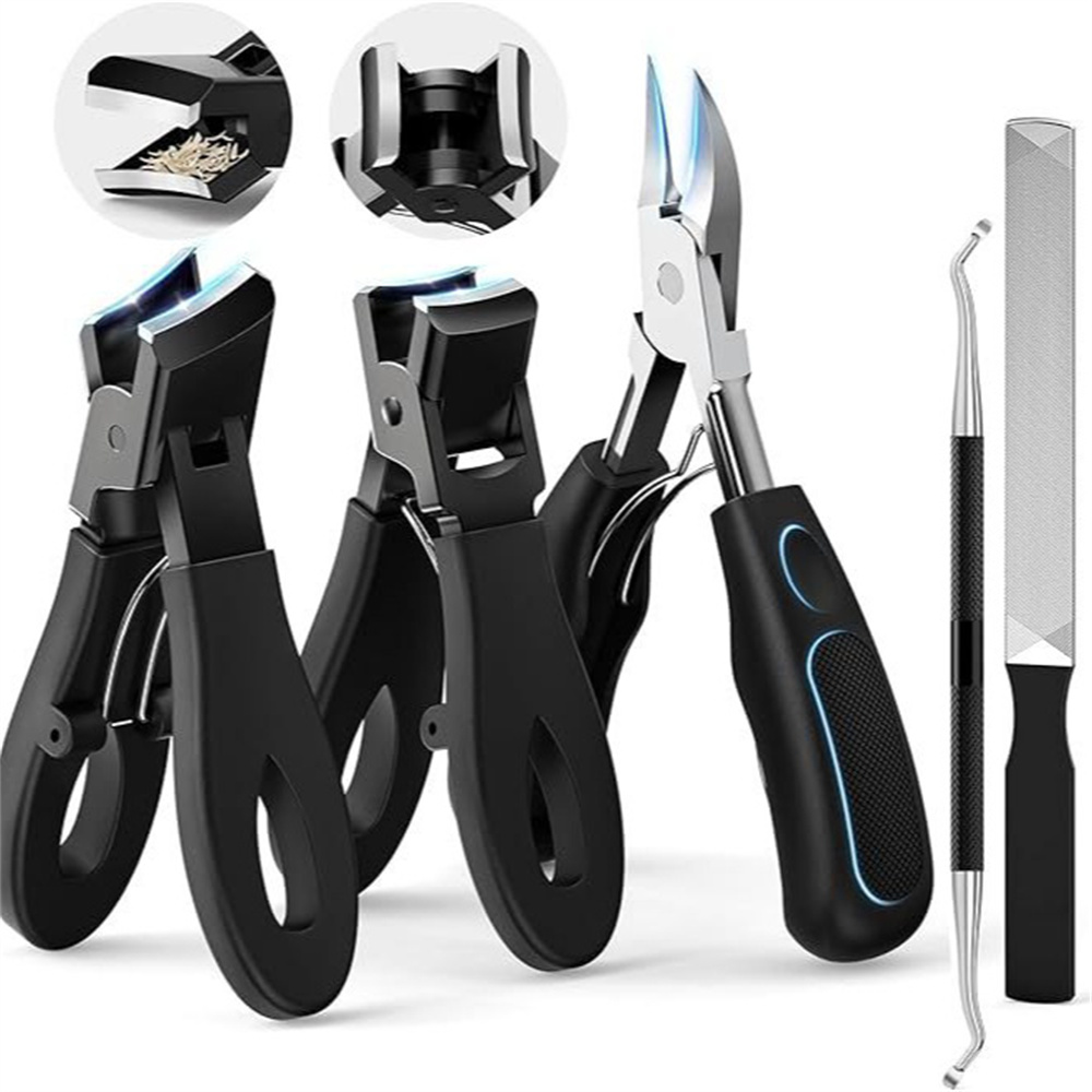 Heavy Duty Wide Jaw Angled Rotary Nail Clippers Set Seniors Men Foot Finger Care Tools Includes Ingrown Nails Clipper