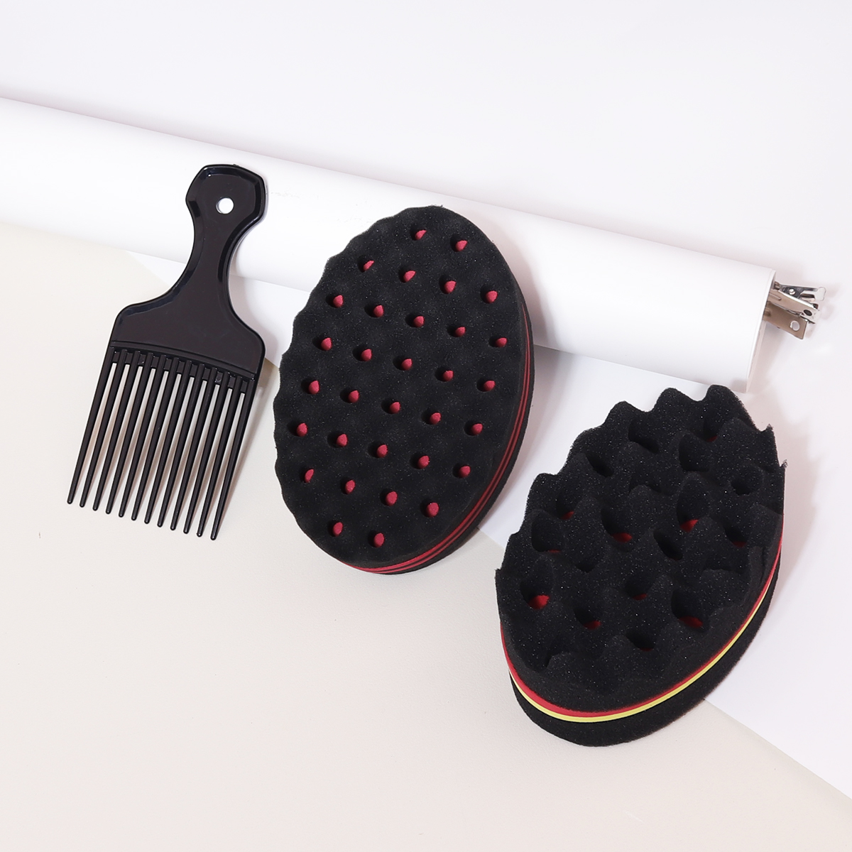 2pcs/set of wide toothed brush combs insertion type comb and African style sponge brush Special for real hair