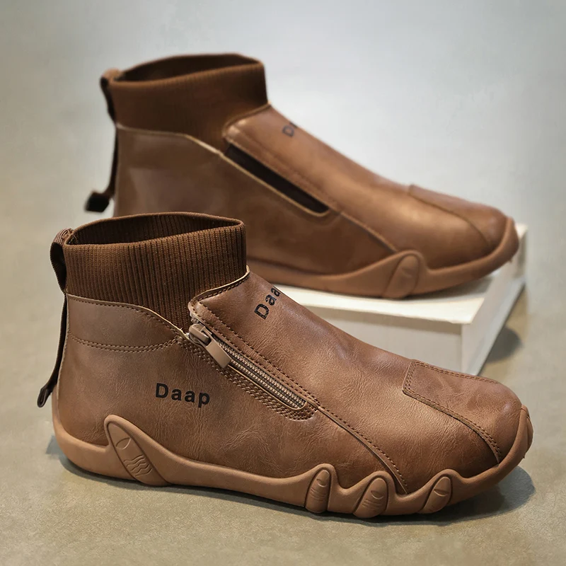 Shoes for Men Spring/Autumn Handmade Leather Casual Shoes Fashion Softe Walking Sneakers Breathable Women's Ankle Boots