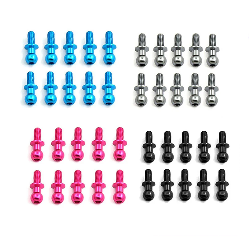 10Pcs M3 Metal Hex Ball Head Screws for Tamiya TT01 TT02 Sakura D5 1/10 RC Drift Car Spare Parts Universal
