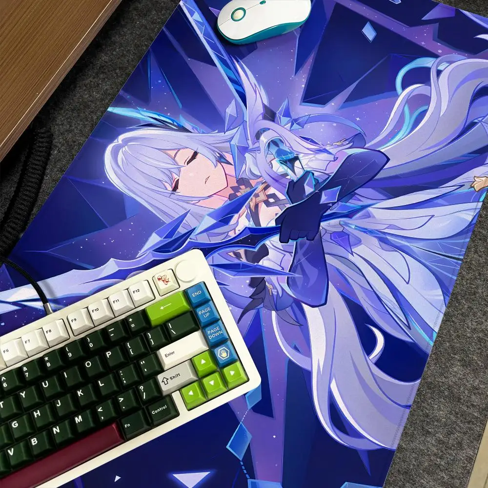 Mouse Pad Impact Xxl Computer Large Size Genshin Non-slip Gamer Keyboard Skirk 90x40cm Art Design HD Deskmat