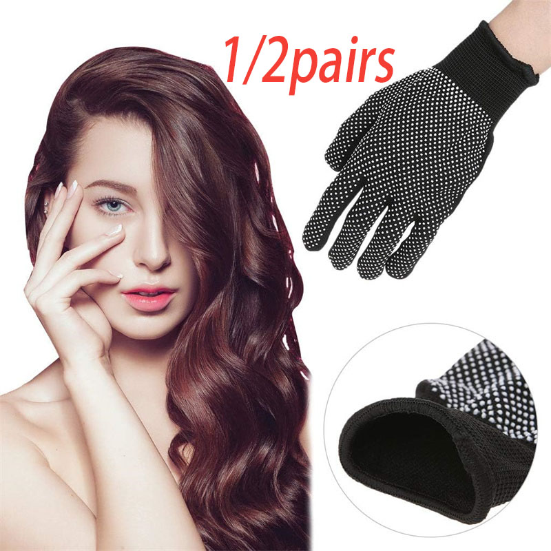 Black Salon Dyed Hair Rubber Gloves Perm Curling Hairdressing Heat Resistant Finger Waterproof Glove Reusable Styling Tools NEW