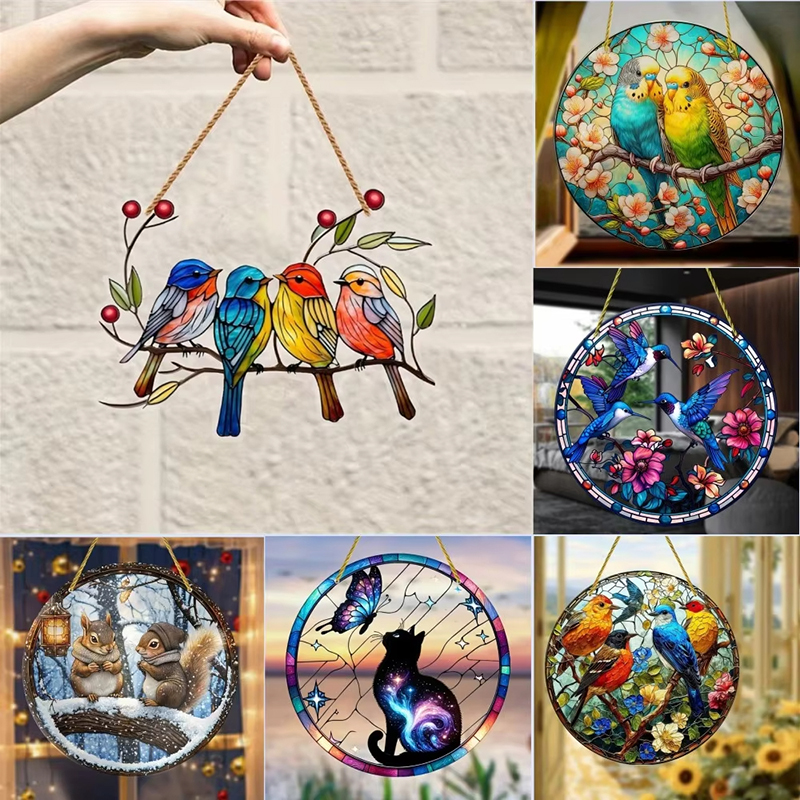 Tree of Life Suncatcher Stained Window Hanging Acrylic Signs Window Decor Porch Wall Decor Home Decoration
