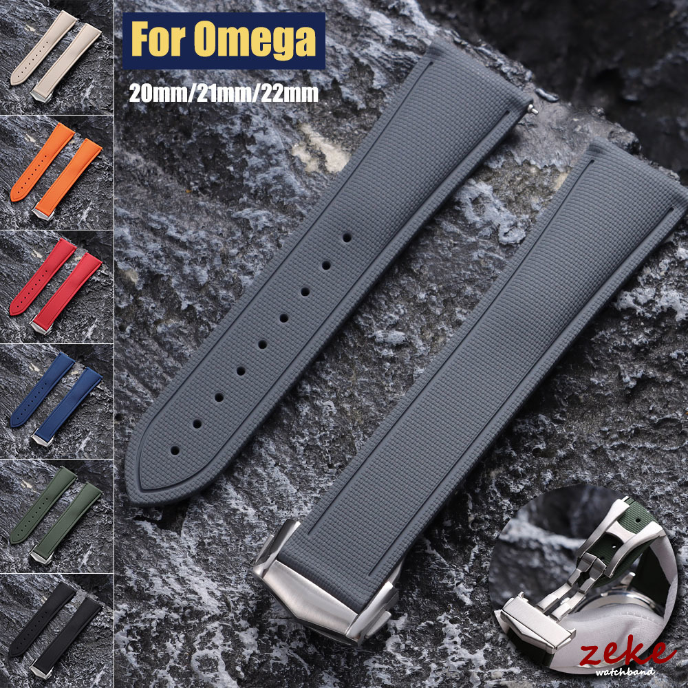 Luxury Woven Pattern FKM Watch Strap 20mm 21mm 22mm Replacement Watchbands for Men's Sports Deployant Watch Band