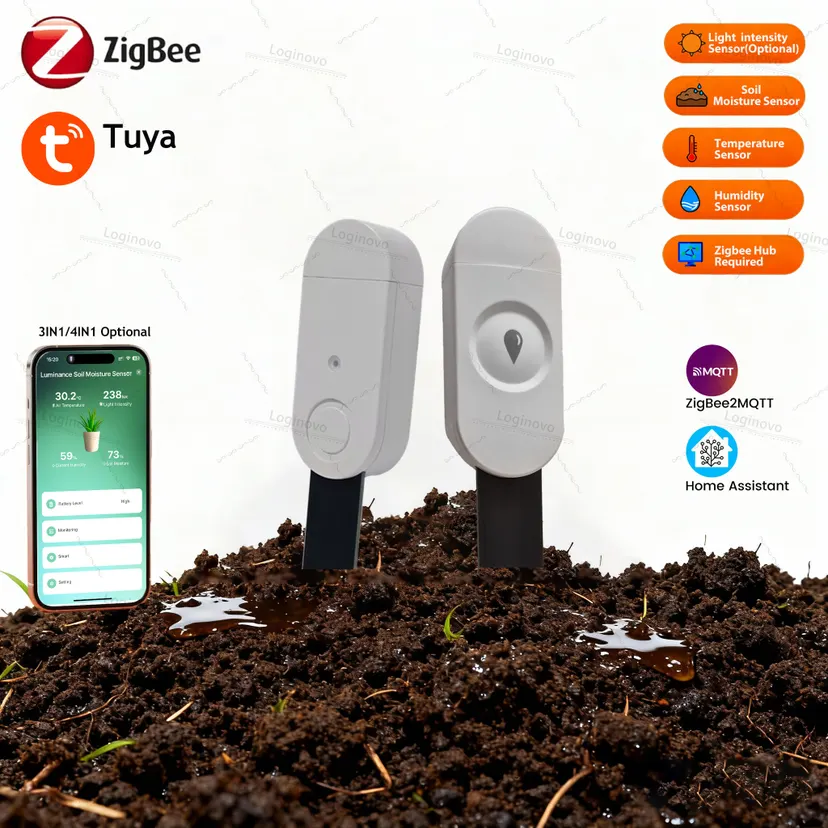 Smart Zigbee Soil Tester Humidity Temperature Moisture Sensor APP Real Time Monitor Garden Automation Irrigation Detector