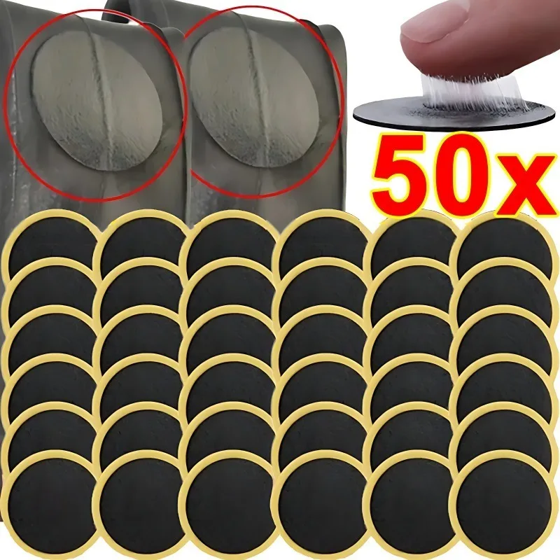 1/50pcs Bike Tire Repair Tool Tyre Protection No-glue Adhesive Fast Tyre Tube Patch Road Mountain Bike Inner Tyre Repair Pads