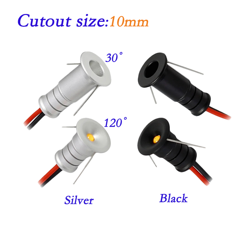 10pcs 0.5W Dimmable LED Spotlight for Kitchen Cabinet Stair Spot Lighting Recessed Ceiling Downlight DC12V with 10mm Cutout