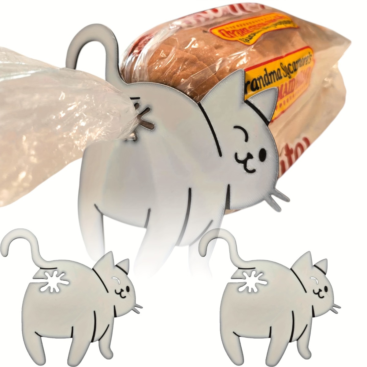 1pc 3D Printed Cat Butt Seal Clip Reusable Moistureproof Dustproof Food Bag Clip Funny Cute Animal Design Quirky Home Decor Gift