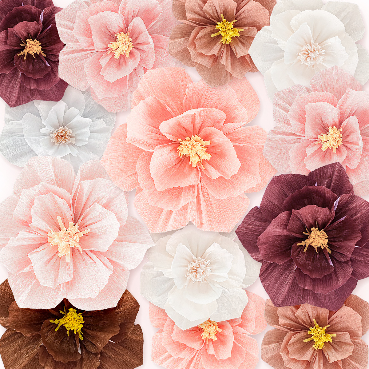 1 pcs flower Handcrafted Crepe Paper Flowers - Realistic Wall Backdrop Decor for Weddings, Birthdays, Baby Showers