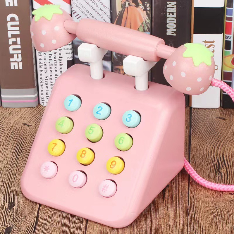 New simulated wooden telephone - early education toy for toddlers, fun role-play set for kids, safe eco-friendly birthday