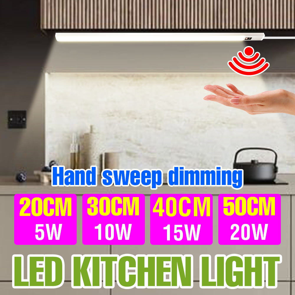 5V USB Powered Smart LED Kitchen Light Hand Sweep Sensor Lamp Backlight for Cabinet Wardrobes Cupboard Lighting 30/40/50cm lightify